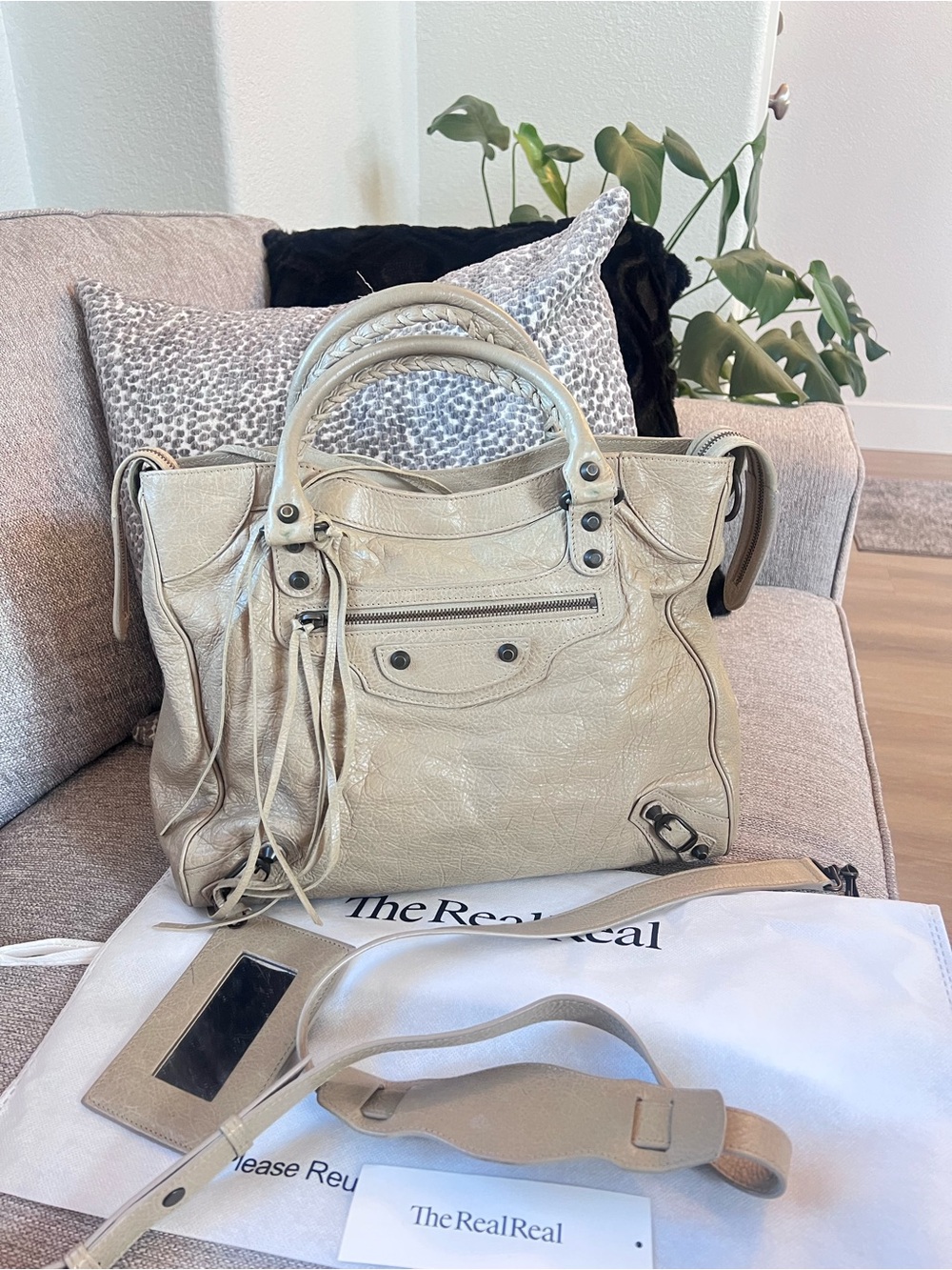 Balenciaga Vintage Le City Velo Beige Latte Leather Satchel Shoulder Bag - Picture 11 of 12